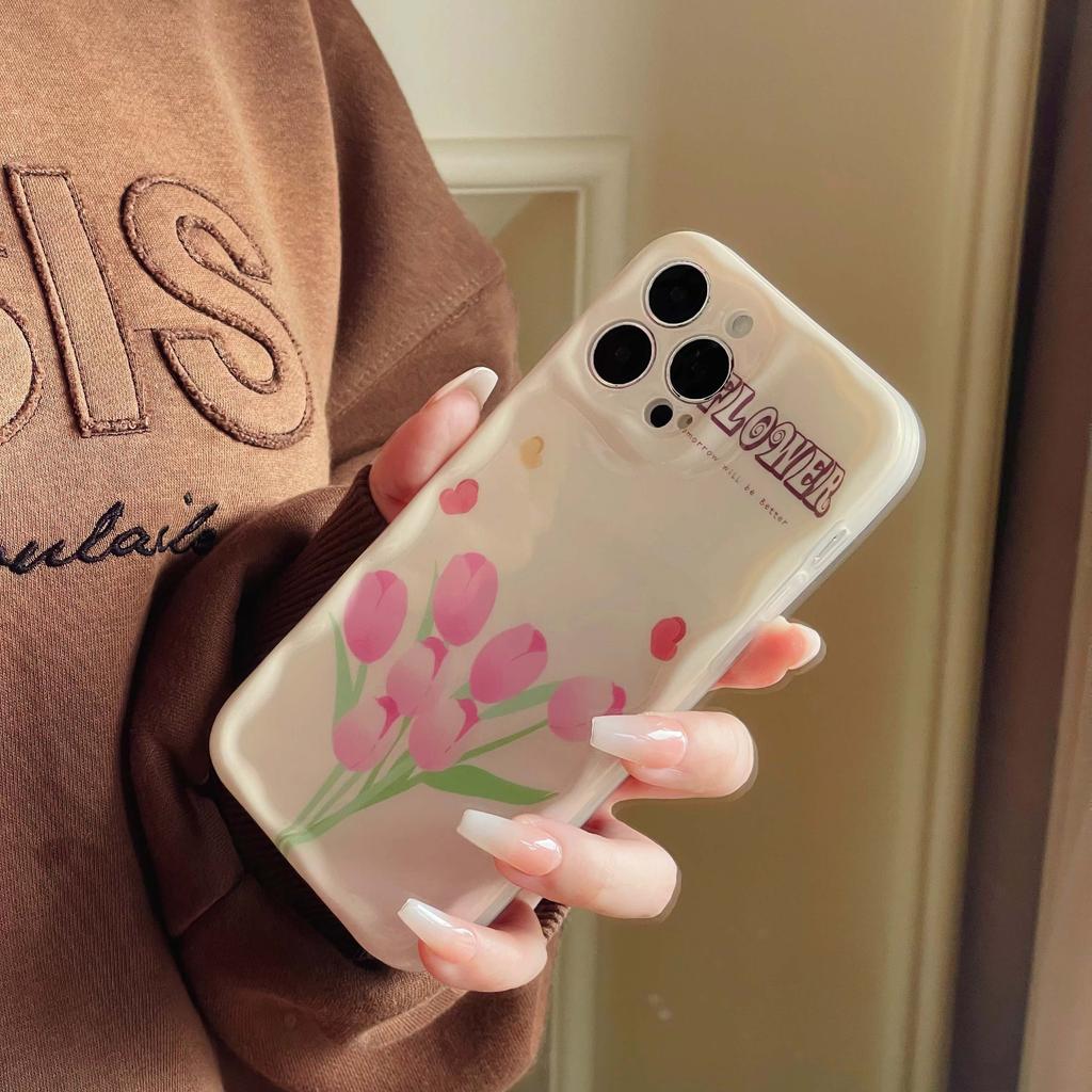 Butterfly Ins Flower Tulips Cute Shell For Iphone 11 12 13 Pro Max 14 Promax Phone Case Cartoon Back Cover Phone Case Conque