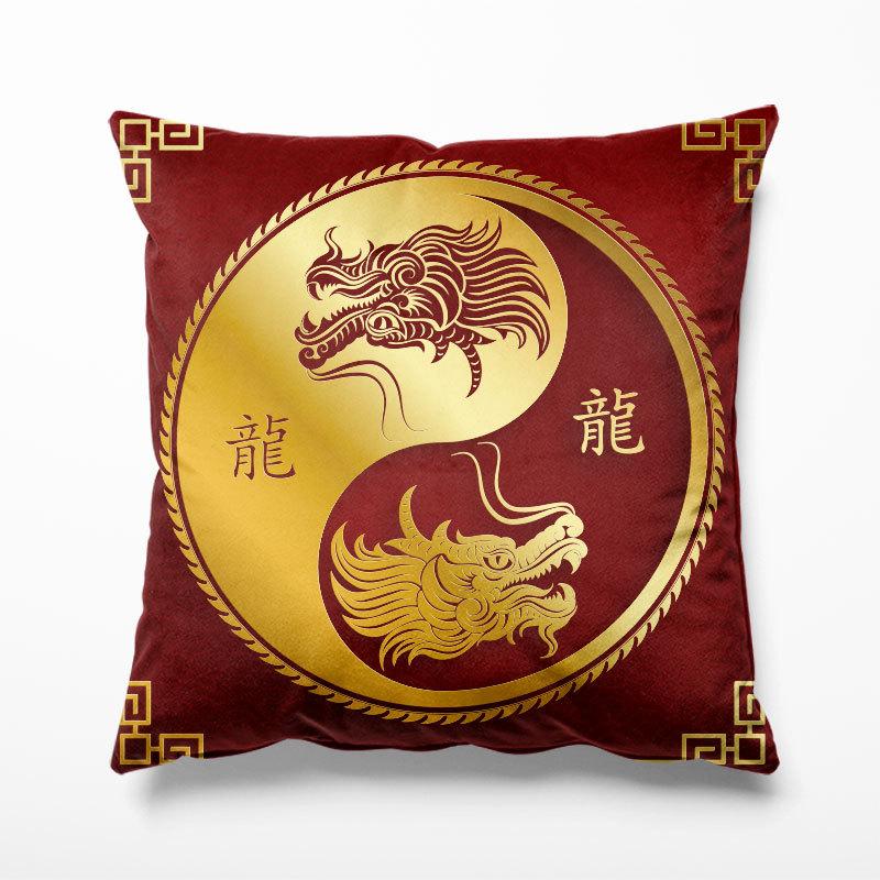 2024 Year of The Dragon National Trend Pillowcase New Year Spring Festival Red Festive Chinese Dragon Pattern Cushion Cover