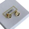 Round Enamel Letter Stud Earrings Minimalist Design Fashion Versatile Girly Chic Earrings