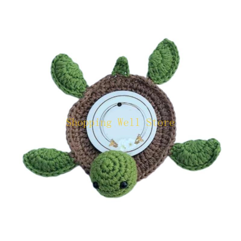 KX4B Handmade Crochet Animal Drink Heat Insulation Cup Mat Cotton Material for Hot Drinks