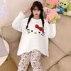 Women's Pure Cotton Cartoon Pajamas, Long Sleeve Spring/Autumn Set, Casual Loose Fit for Home or Outside Wear, Winter Ready