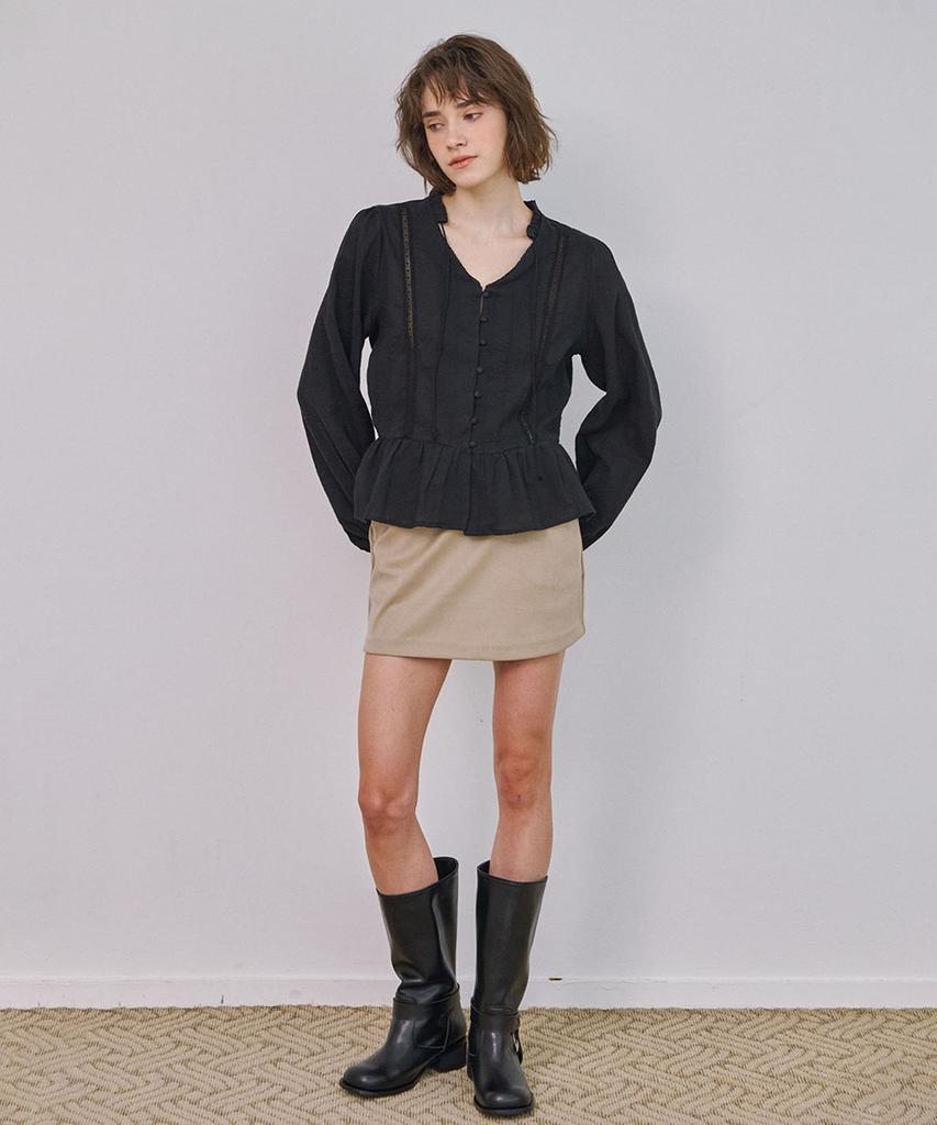 MARROT Ruffle Lace Blouse_Black
