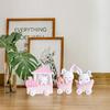 3Pcs Pink Rabbit Figurines Model Decoration Lovely Train Bunny Craft Ornament Cartoon Animal Statue Model Cupcake Topper