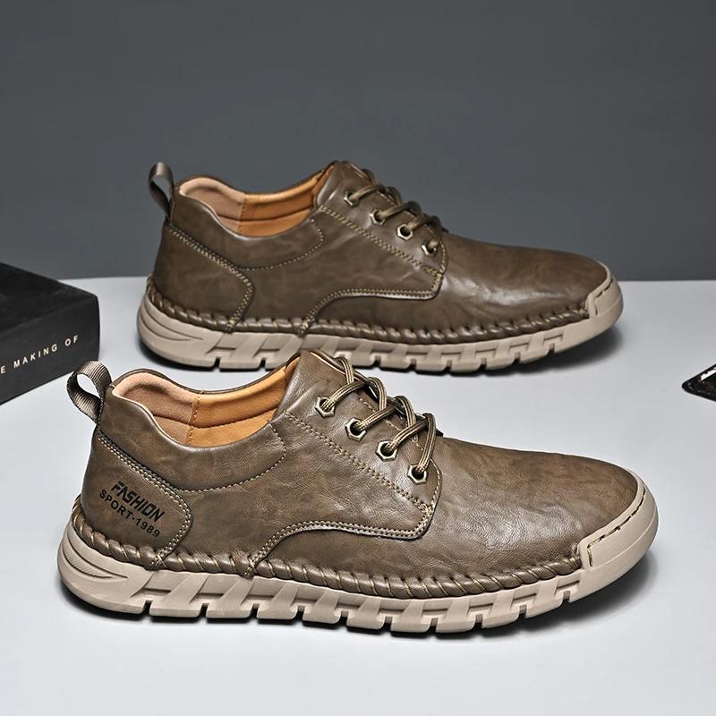 Fashion New Men's Casual Shoes High Quality Breathable Retro Leather Outdoor Shoes Soft Comfy Wear-resistant Men Designers Shoes Sneaker