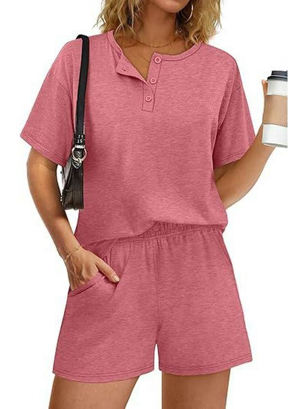 2026 Women's Casual Cotton Fashion Set: Round Neck T-shirt & Elastic Waist Shorts