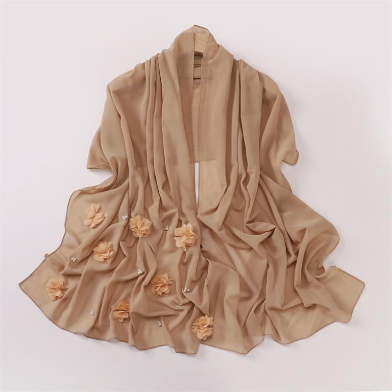 

Bubble Chiffon Instant Hijab Shawls Solid Lovely Floral Stretchy Pullover Headscarf Outdoor Thin Breathable Sunscreen Head Wrap