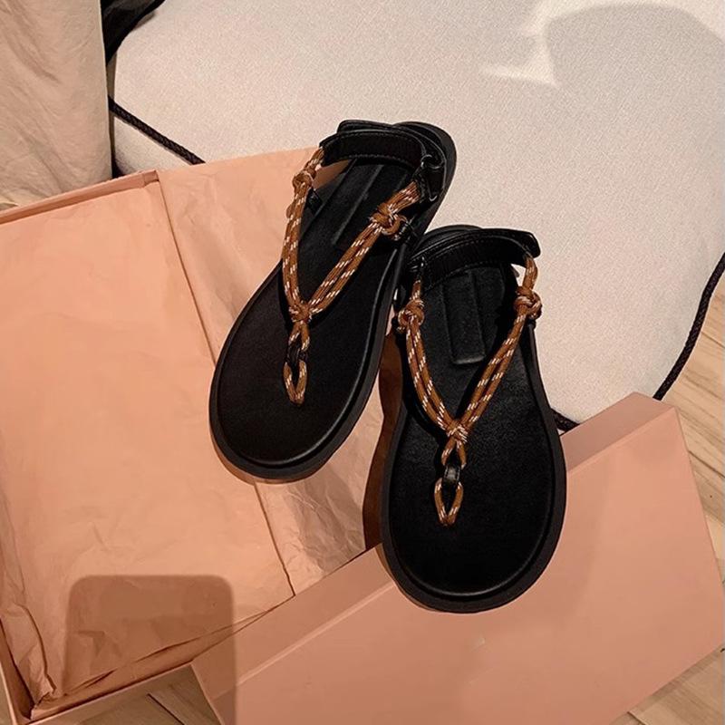 

2025 knot toe herringbone Velcro sandals women s shoes wear herringbone slippers women s sandals summer 40