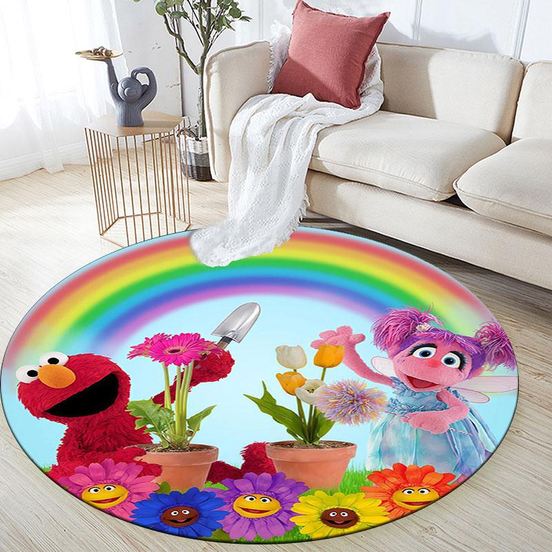 Sesame Street4,Round Area Rug,Carpet Rug for Living Room Bedroom Sofa Playroom Decor,Non-slip Floor Mat