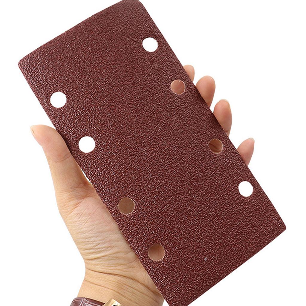 8 Holes Rectangular Sanding Pads 40/60/80/100/120/180/240 Grits Self-adhesive Flocking Sandpaper Hook and Loop Pads