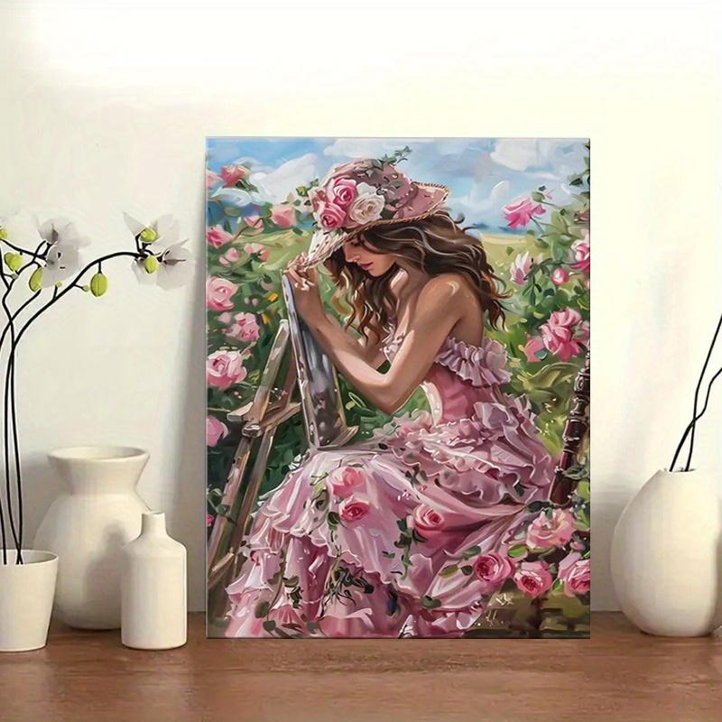 1 buc Poster Vintage Elegant Femeie Citind, Artă pe Pânză Femeie în Stil Victorian cu Flori, Ideal pentru Casă și Birou, Decor Cameră