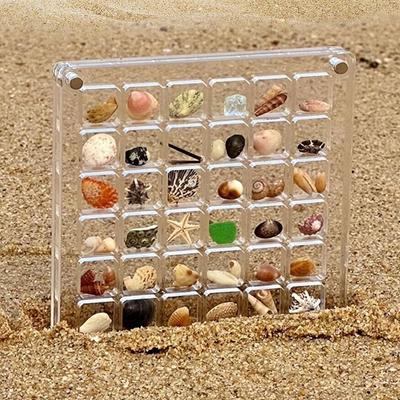 Magnetische Displaybox aus Acryl, praktischer Aufbewahrungskoffer mit Muscheln, Organizer für kleine Gegenstände, transparenter Schmuckhalter