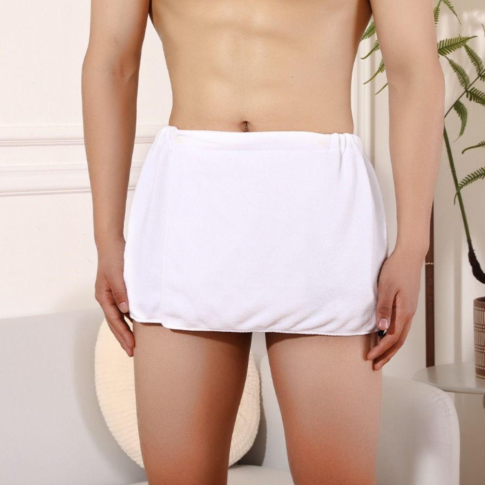 Long Shower Towel Solid Color Short Towel Pant Soft Men Wearable Bath Towel Home