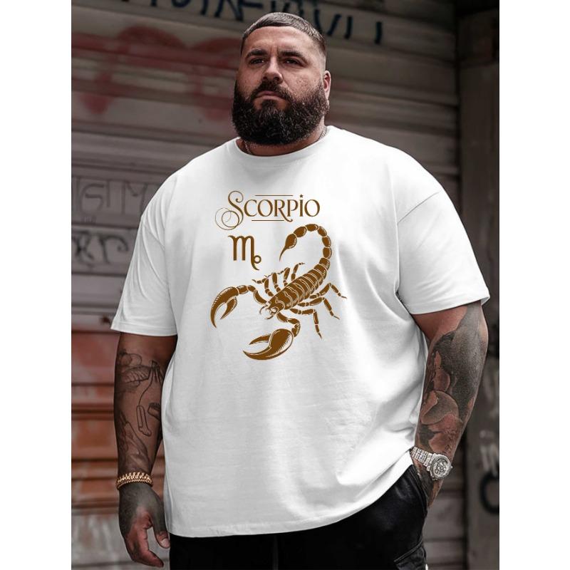 European Size Scorpio Large Size Men's T-shirts Versatile Round Neck Printed T-shirts, Street Fashion Outfits, Suitable for Basketball, Gym, Essential