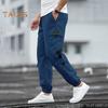 Cargohose für Herren mit mehreren Taschen im High-Street-Stil, Retro-Hose mit Knöchelband und Kordelzug in der Taille, für den täglichen Gebrauch im Freien und bei der Arbeit
