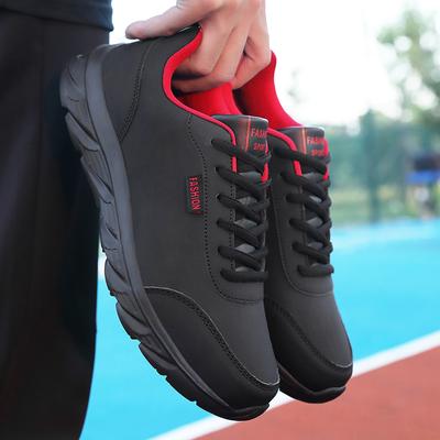 Fashion Black Running Shoes Waterproof Artificial Leather Sneakers Outdoor Sport Shoes Men Lightweight Walking Casual Sneakers for Men