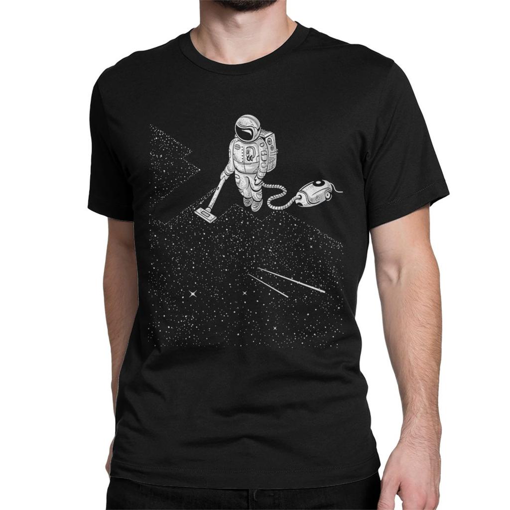 Astronaut Space Vacuum Cleaner T Shirts Men Women Cotton Novelty T-Shirt Round Collar Tees Short Sleeve Clothes Plus Size