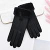 Women Winter Gloves Faux Suede Texting Full Finger Elastic Cuff Touchscreen Thermal