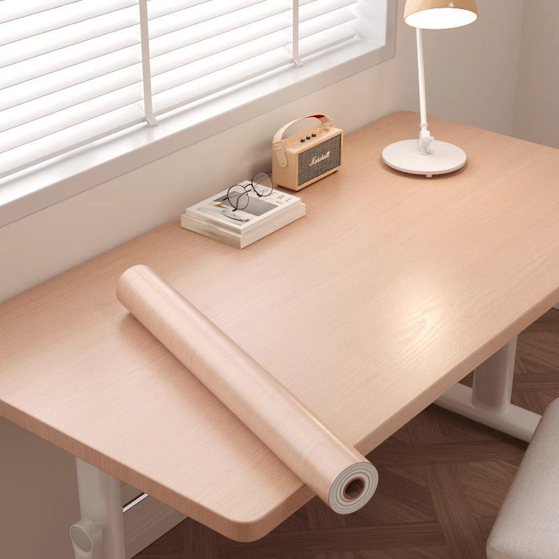 Waterproof Wood Grain Self-Adhesive Table Film for Office or Dining Renovation.