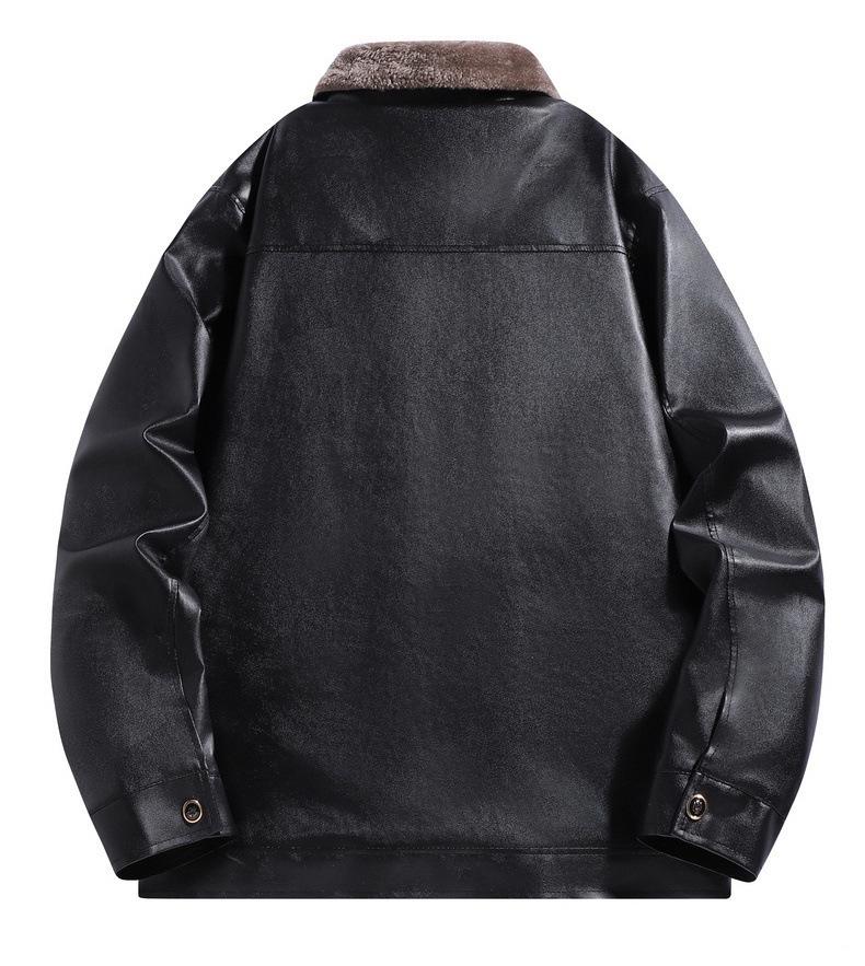 Modische, verdickte Lederjacke aus Samt für Herren - Leichter Business-Casual-Stil, Karreekragen, Ideal für Herbst/Winter