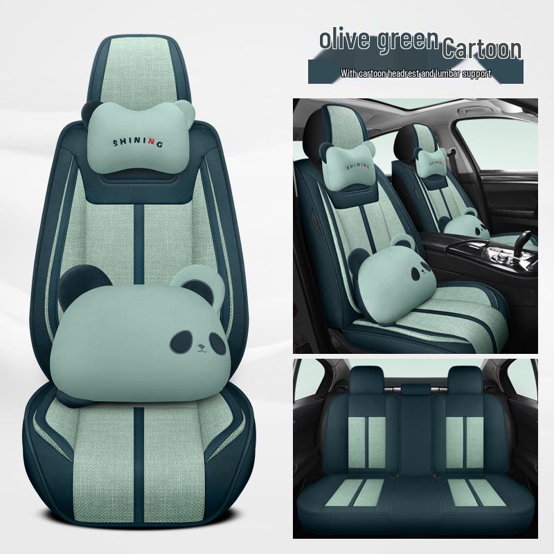 Linen Car Seat Cushion for Tiida, Qashqai, Sylphy, Teana, Sunny, Livina & Bluebird - Full Coverage
