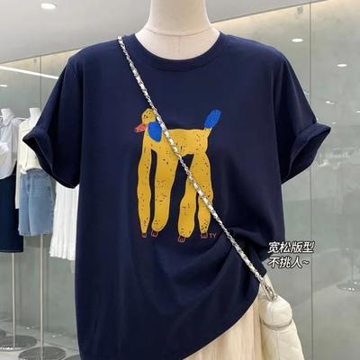 Loose Cartoon Print Short Sleeved T-shirt Design Summer Casual New Pure Cotton Versatile Top
