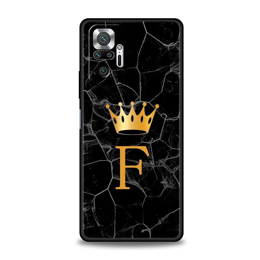 Crown Letter A To Z Phone Case For Xiaomi Redmi Note 15 14 13 12 4G 9 10 11 Pro Plus 5G 14C 13C 12C 10C Soft TPU Cover