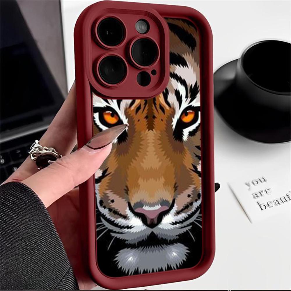 LZ30 Tiger Lion Cat Silicone Phone Case for iPhone 11 13 14 15 16 Pro Max 7 8 16 Plus 12 mini XS Max XR Shockproof Back Cover