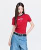 Emelbi Women'S Summer Fruit Ringer Slim Semi-Crop Short Sleeve T-Shirt Cle (Neon Red)