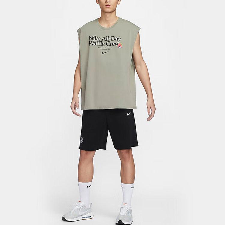 Nike Letter Print Pattern Round Neck Knit Sleeveless Vest Men Tops Olive HQ1204-053