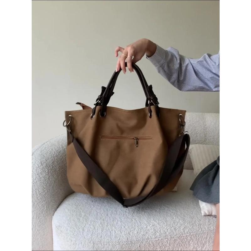 Casual Lage Capacity Canvas Tote Bag For Women 2026 New Fashi Crossbody Bag Simple Commuting Female Shoulder Bag Handbags