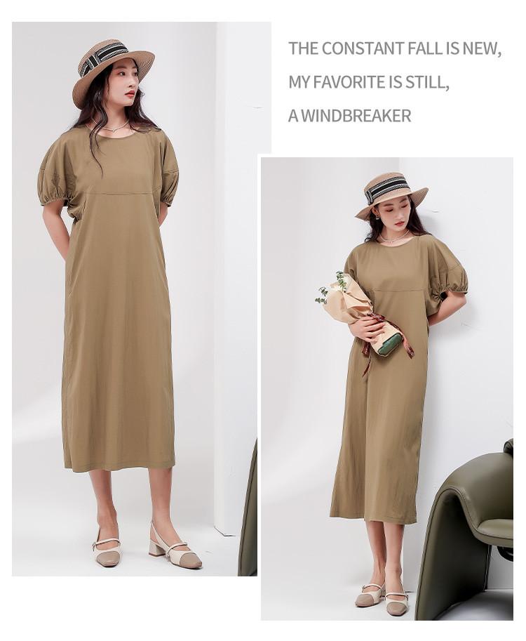 Summer Solid Color Simple Thin Style Dress with Elegant Women's Long Style Dress