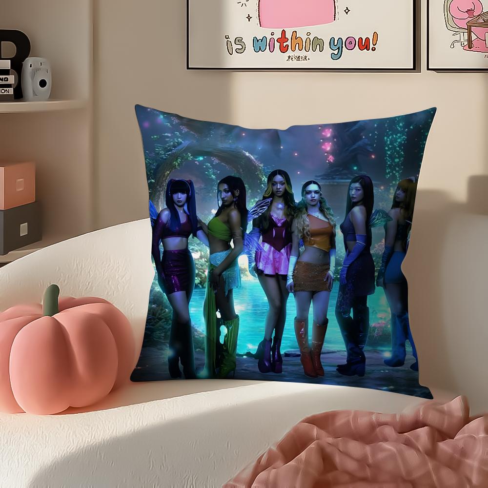 Pop Girl Group KKATSEYE Cushion Cover Pillowcase Short Plush Invisible zipper Room Sofa Cushion Cover