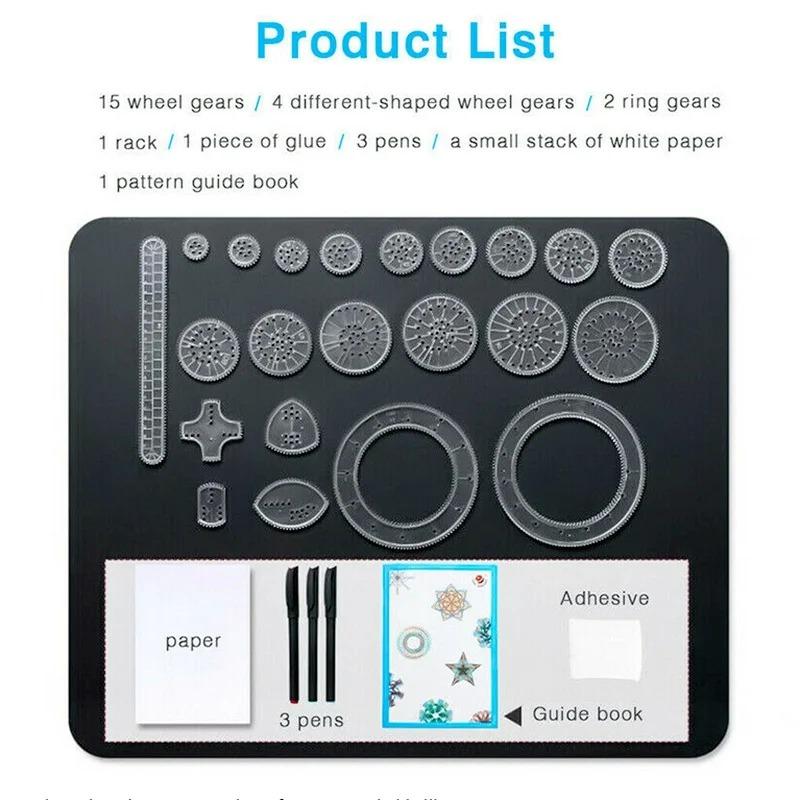 27 ks cínových kreslení kreslení originální spirograph sada designu Craft Create Kids Toy