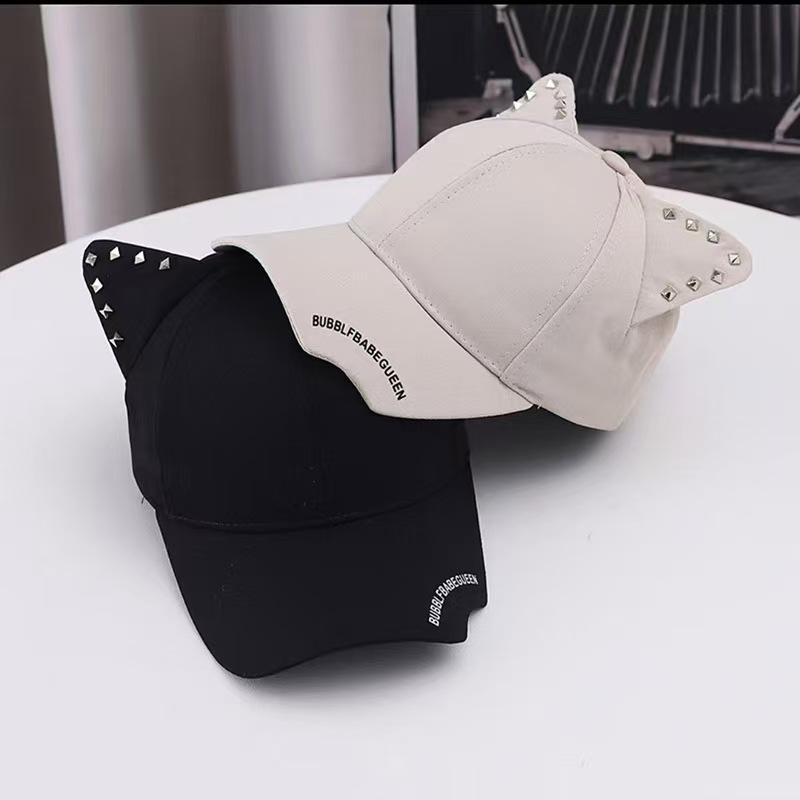 New Men'S And Women'S Fashion Cute Riveted Cat Ear Baseball Cap Personality Sunshade Sunscreen Cap