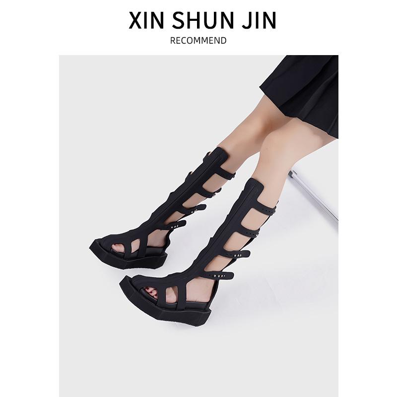 Thick-soled Cowhide Sandals High Boots Fashion Slim Long Martin Boots Internet Celebrity Ins Tide Summer New Cool Boots Women