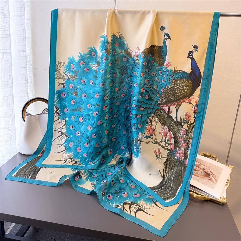 

Новые женские весенне-летние тонкие длинные шарфы с принтом павлина, универсальный платок на голову, шарф, женская мода, защита от солнца, шаль, бандана 180x80cm