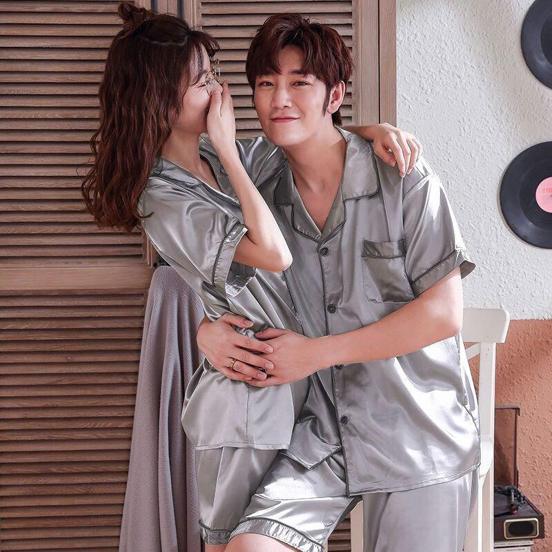 Fabrik Paar Pyjama Damen Sommer Dünne Eis Seide Sommer Kurzarm Shorts Hauskleidung Herren Anzug Atmungsaktive Eis Seide