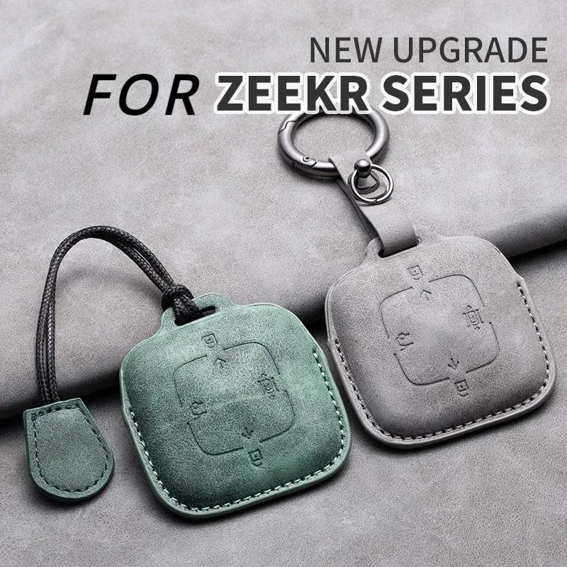 Leather 4 Buttons Car Remote Key Case Cover for Zeekr 001 X 2025 2025 2025 2025 for ZEEKR 001 009 Full Protector Fob Keychain