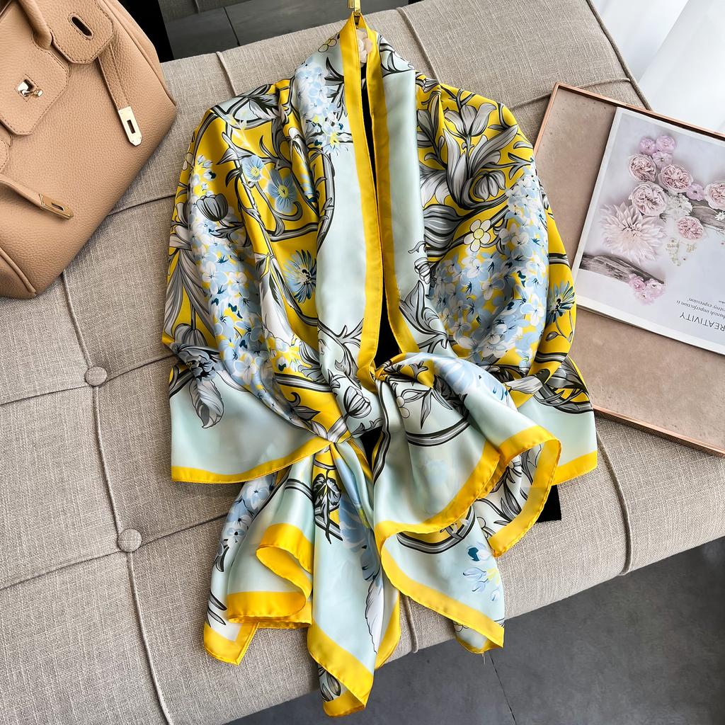New Spring Scarf Women's Luxury Design Scarf Silk Smooth Scarf Soft Muslim Headband Shawl Beach 90x180cm