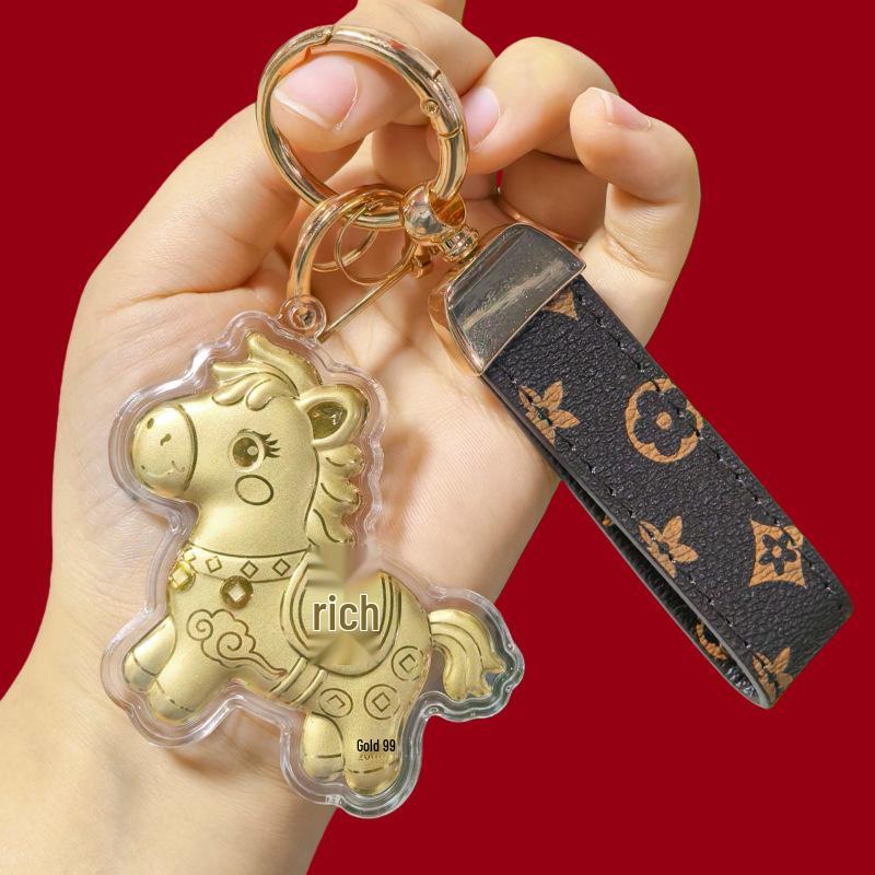 999 Pure Gold Year of the Horse Keychain Bag Charm & Mobile Phone Lanyard - Perfect Birthday Gift