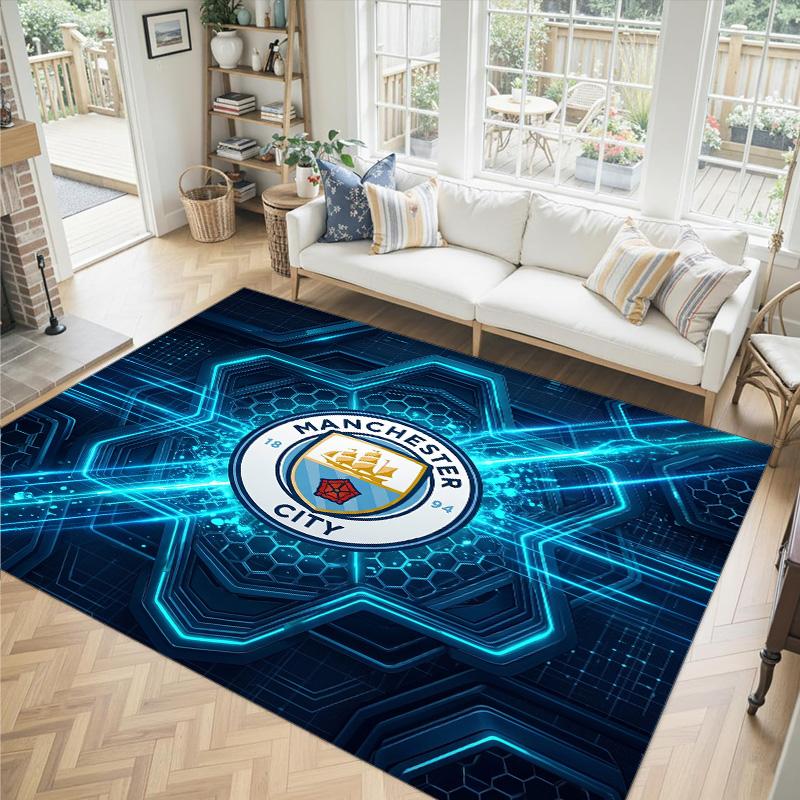 Manchester City Design Crystal Velvet Carpet Cozy Non?Slip Printed Rug For Bedroom Living Room Entrance