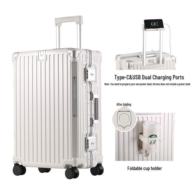 20-calowy Wielofunkcyjny Bagaż Podręczny Wysokiej Jakości z Kółkami Hamulcowymi i Ładowarką