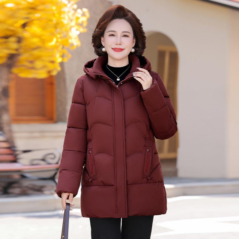 

Warm Plus Size Women s Cotton Jacket for Ages 40-60 - Winter Casual Coat for Middle-aged and Elderly 4XL (Recommended 140-155 jin)