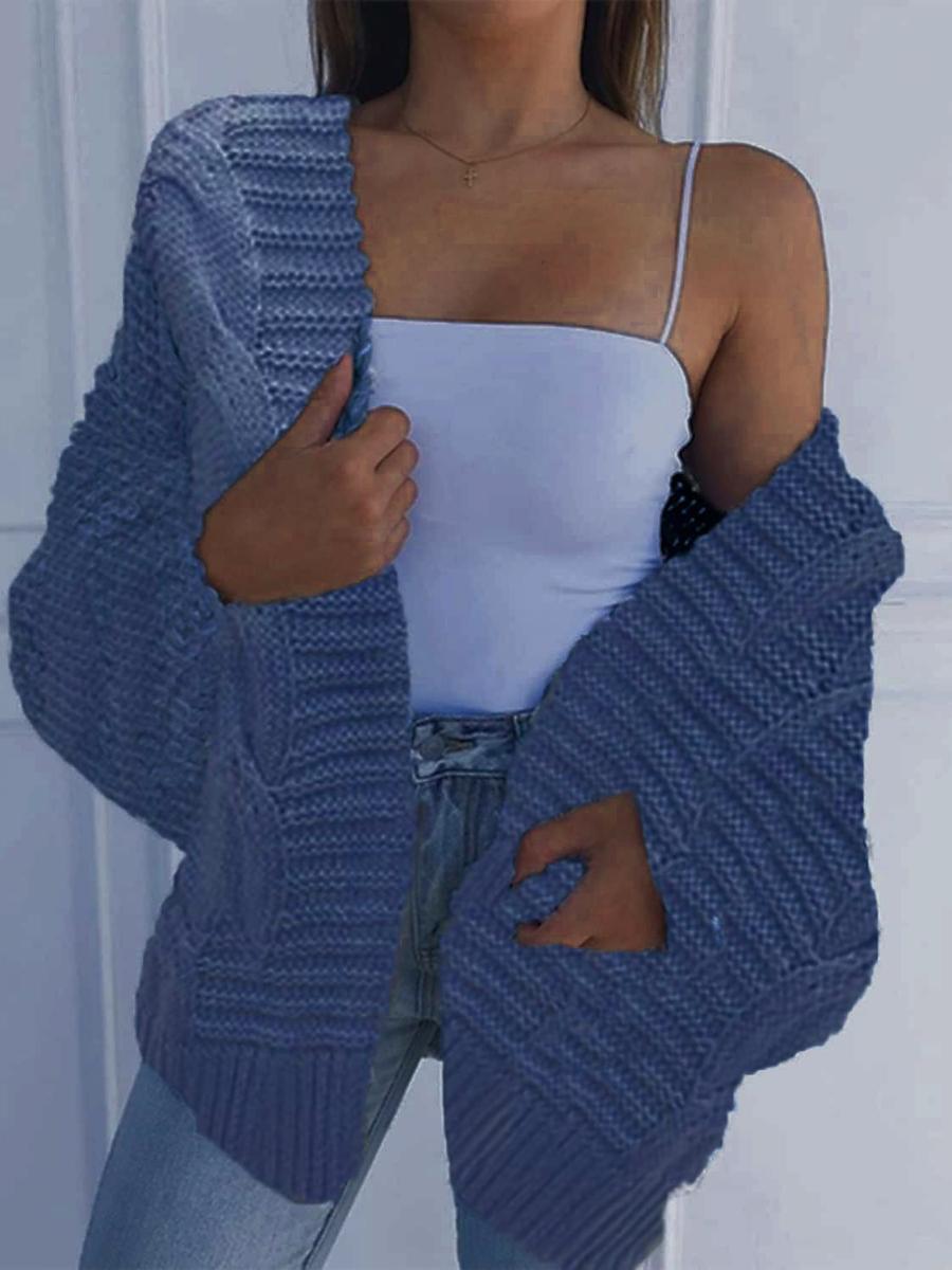 

Small Batch Women s Knit Cardigan Sweater Long Sleeve Loose Autumn Winter Knitwear 3-Button Sweater M ціан