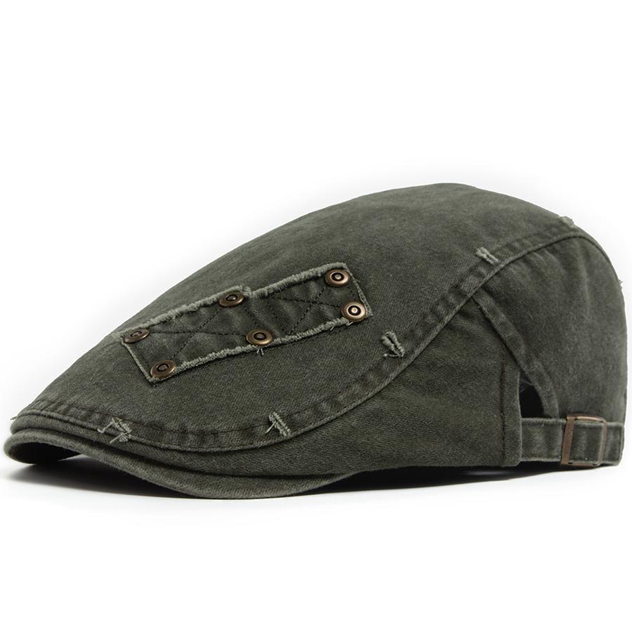 

Vintage Rivet Newsboy Cap Men Women Fashion Washed Cabbie Beret Summer Casual Retro Flat Ivy Hat For Unisex Adjustable Gorras One Size зелений