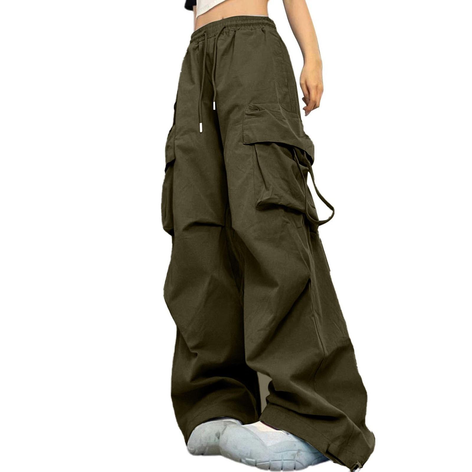 

Women s Fashion Casual Wide-leg High-waisted Cargo Pants Multi-pocket Pants XXXL