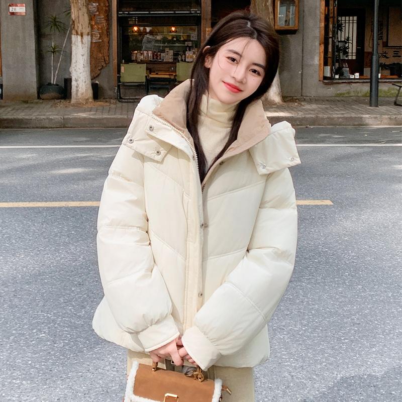 Down Cotton Jacket Women's Short Winter New Small Hooded Down Cotton Bread Jacket