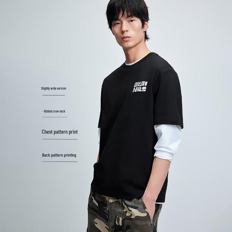 JACK&JONES Men's Cotton Letter Print Loose Fit T-Shirt