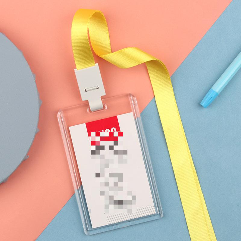 Fashion Acrylic Transparent Bus Cards Sleeve Employee Work Card Holder with Lanyard Work Card Cover Women Men Credit Card Holder