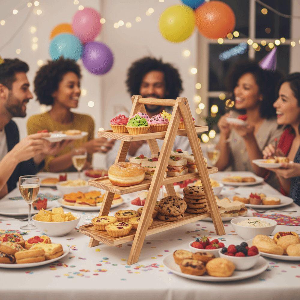 Wood Wooden Serving Tray Three Layer Detachable Design Multilayer Dessert Stand Non Deformable Decorative Cupcake Display Stand